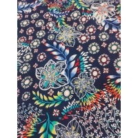 Granatowa elastyczna dzianina z fantazyjnym wzorem